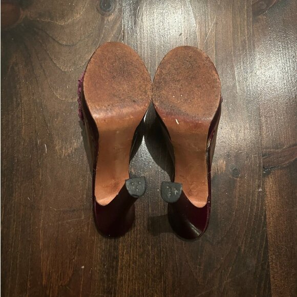 Kimel California Vintage Floral Red Heels Sandals Open Toe Women's Shoes Size 7 - Picture 7 of 8